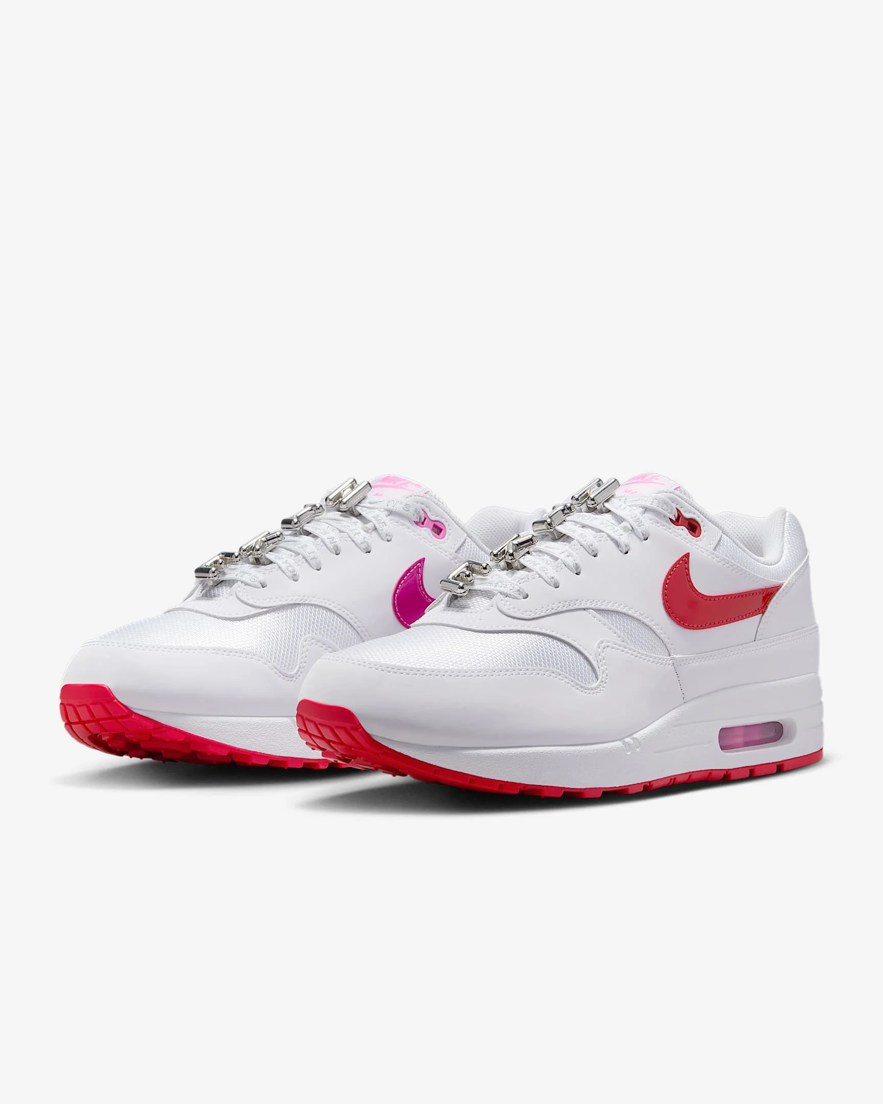 Nike Men's Air Max 1 Premium Shoes - White / Playful Pink / University Red - Image 6
