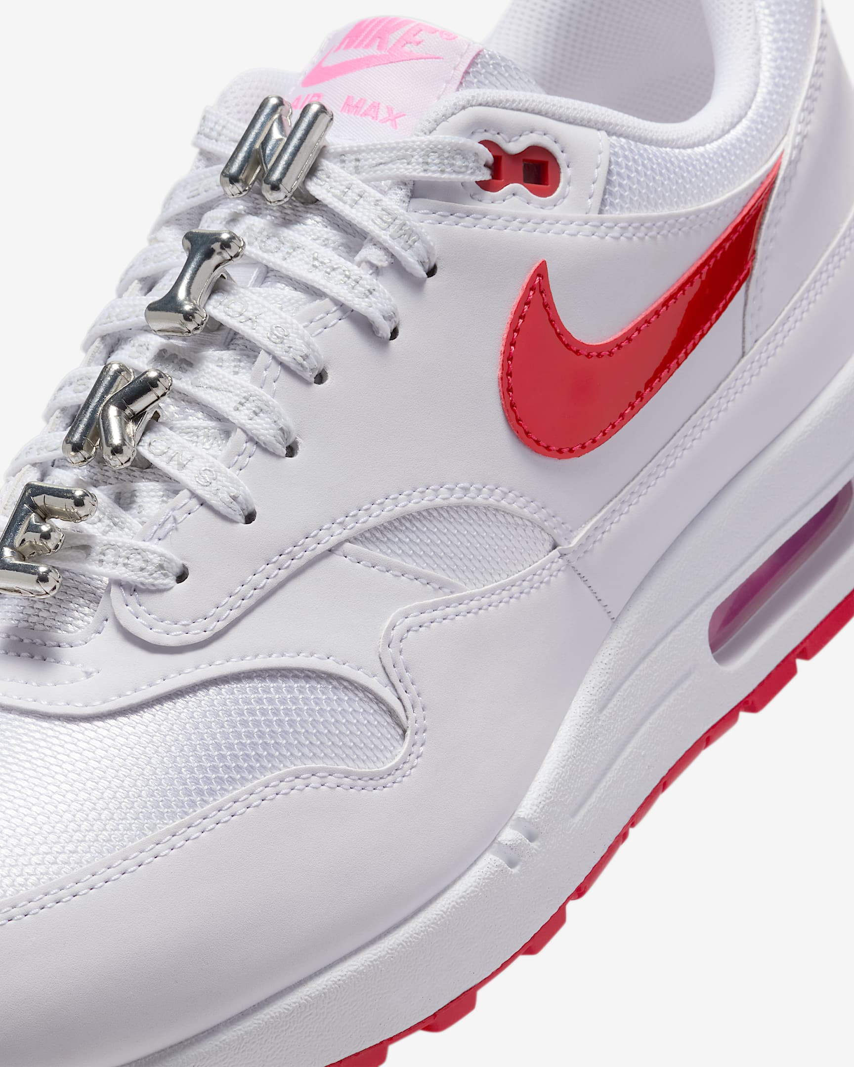 Nike Men's Air Max 1 Premium Shoes - White / Playful Pink / University Red - Image 8