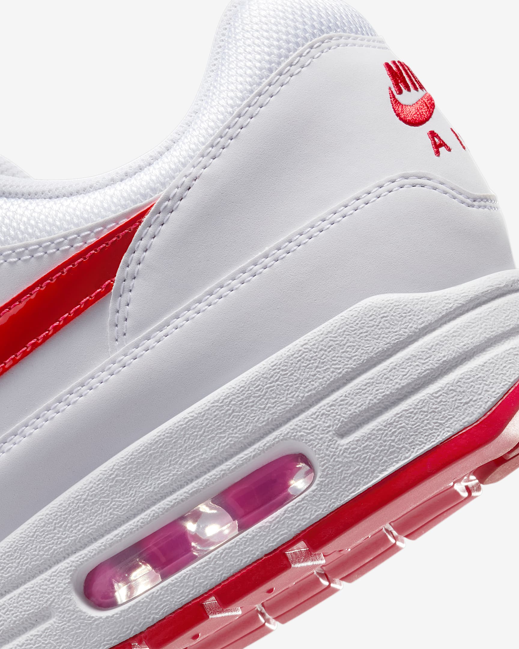 Nike Men's Air Max 1 Premium Shoes - White / Playful Pink / University Red - Image 9