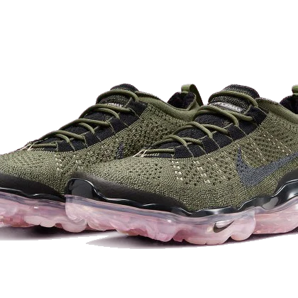 Nike Men's Air Vapormax 2023 Flyknit Shoes - Medium Olive / Pink Oxford / Black / Black - Image 2