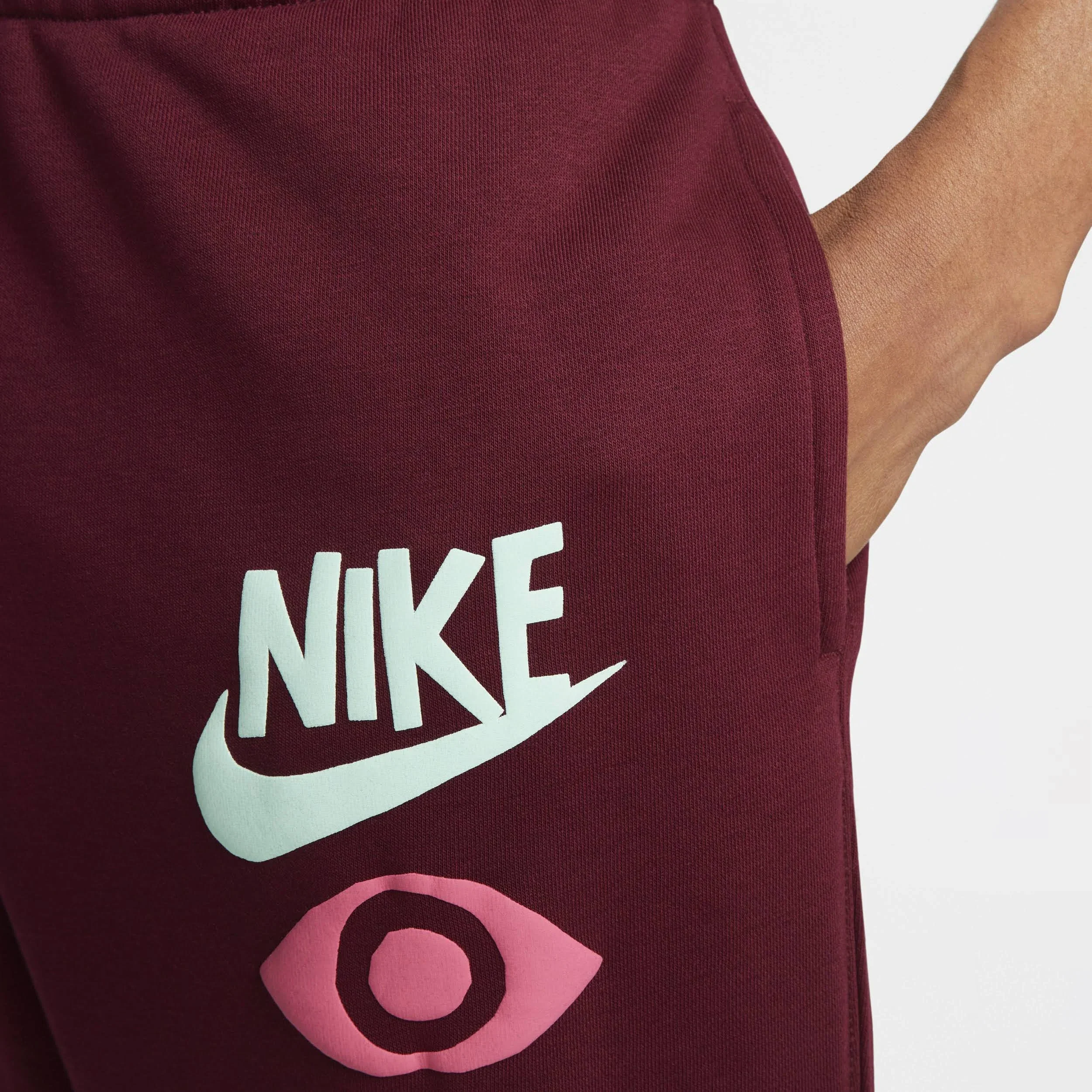 Nike Men's French Terry Pants - Burgundy Red - Image 10