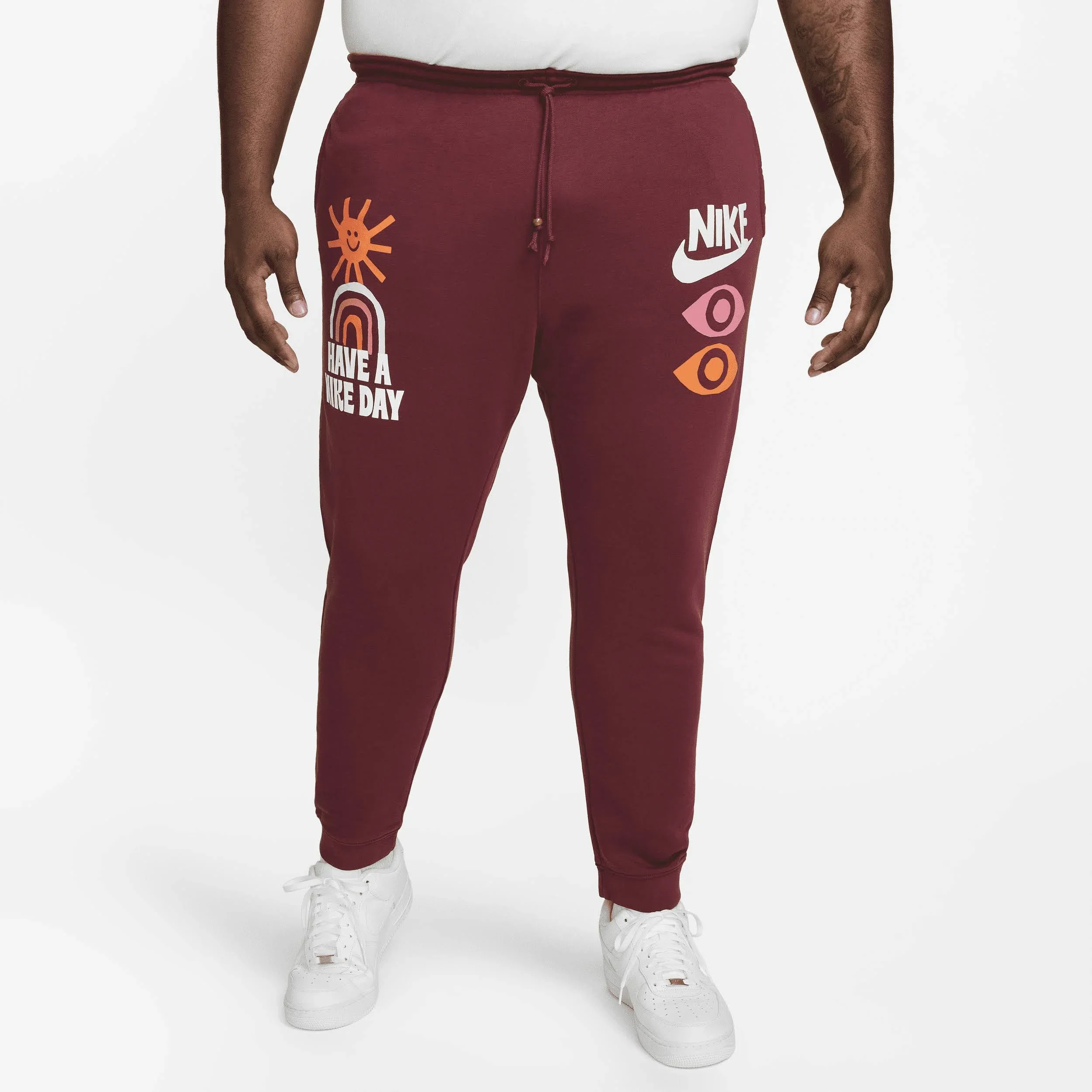 Nike Men's French Terry Pants - Burgundy Red - Image 12