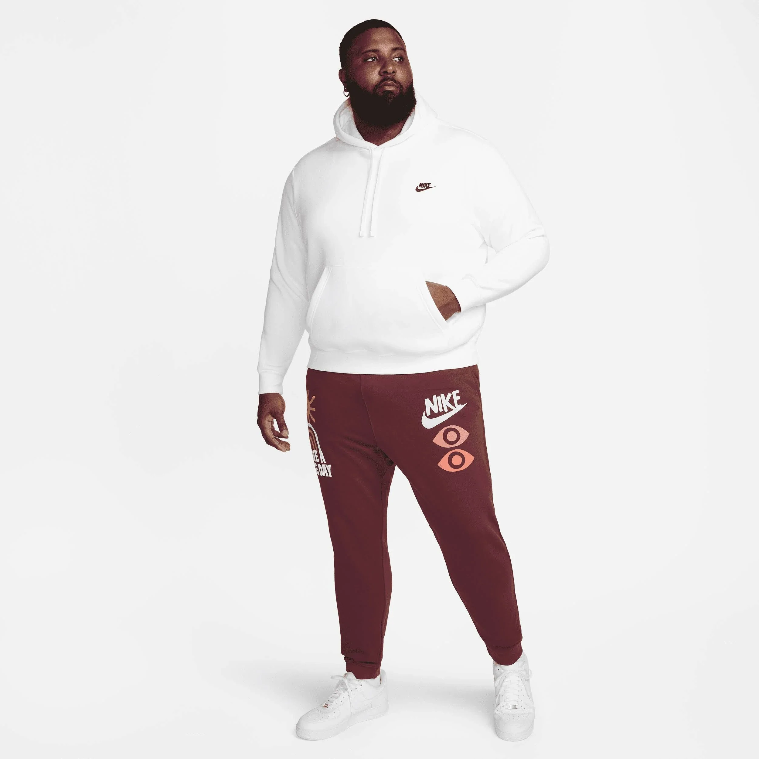 Nike Men's French Terry Pants - Burgundy Red - Image 13