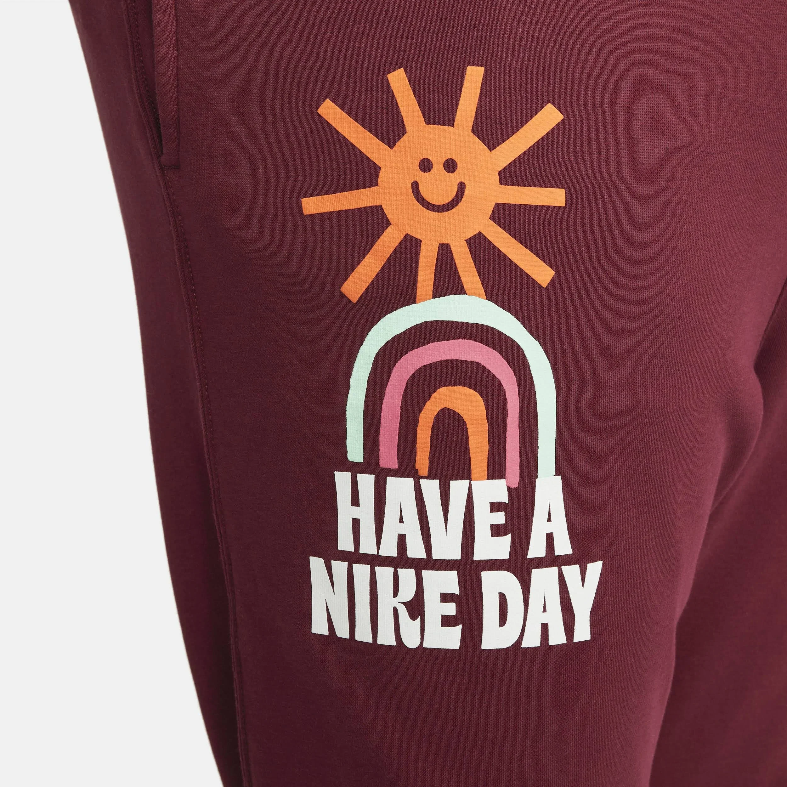 Nike Men's French Terry Pants - Burgundy Red - Image 5