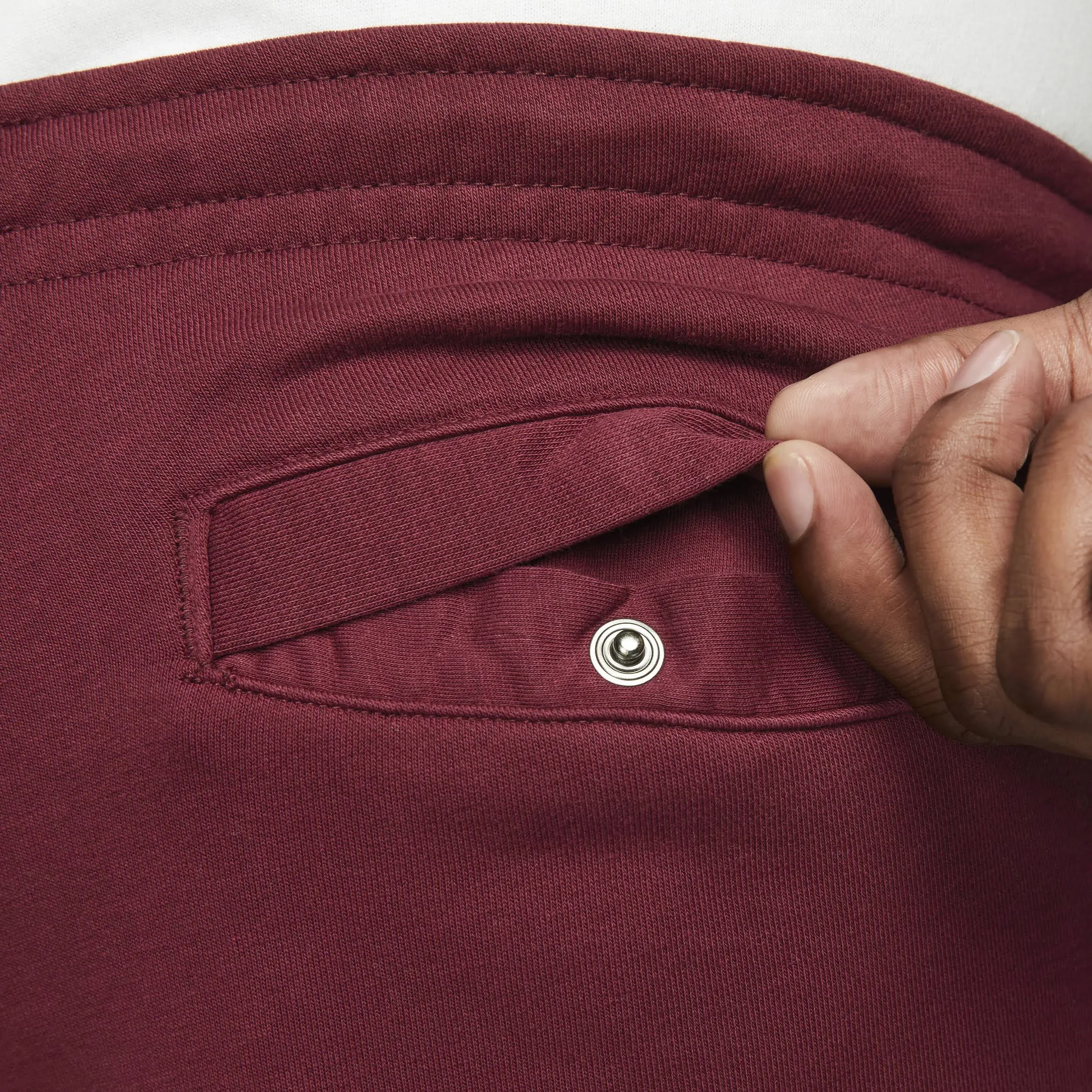 Nike Men's French Terry Pants - Burgundy Red - Image 7