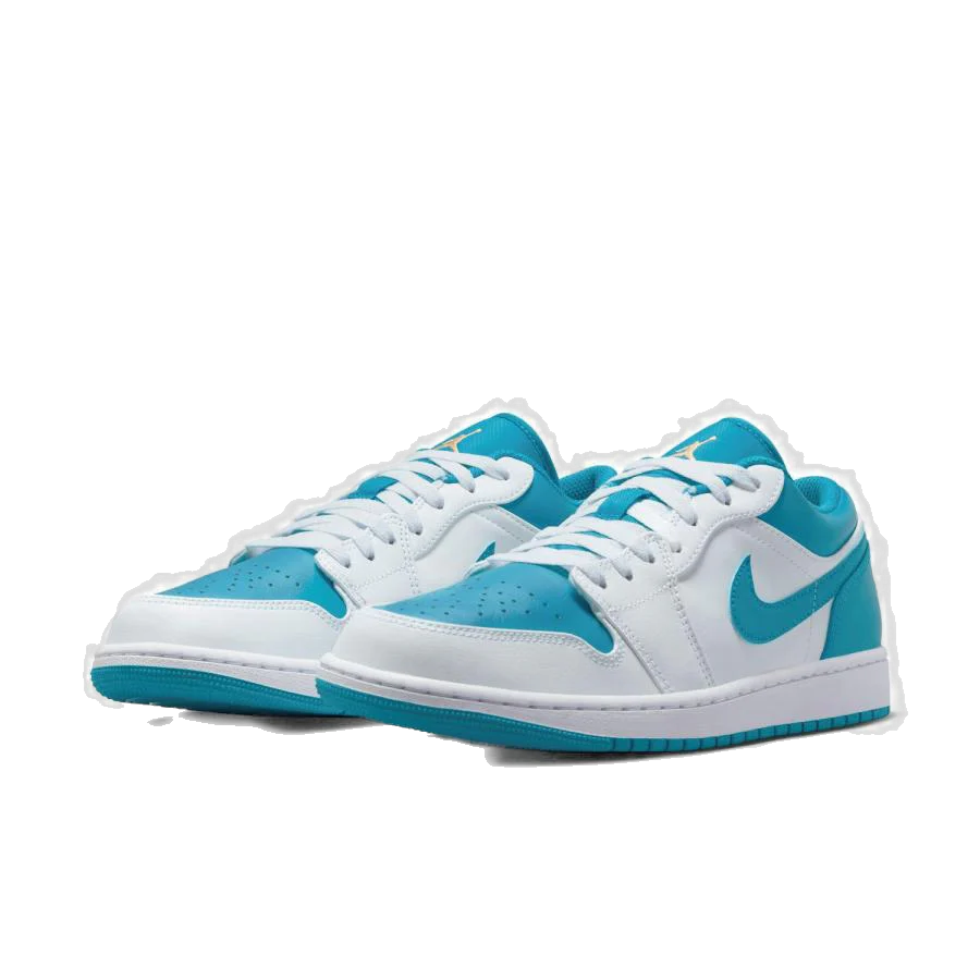 Nike Men's Jordan 1 Low Shoes - Aquatone / Celestial Gold / White - Image 2