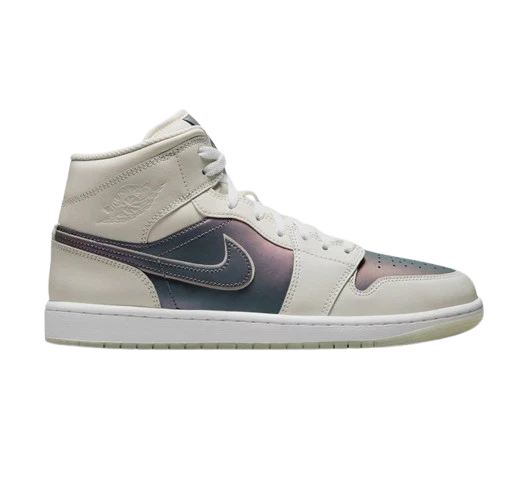 Nike Men's Jordan 1 Mid Se Phantom Iridescent Shoes - Phantom / White