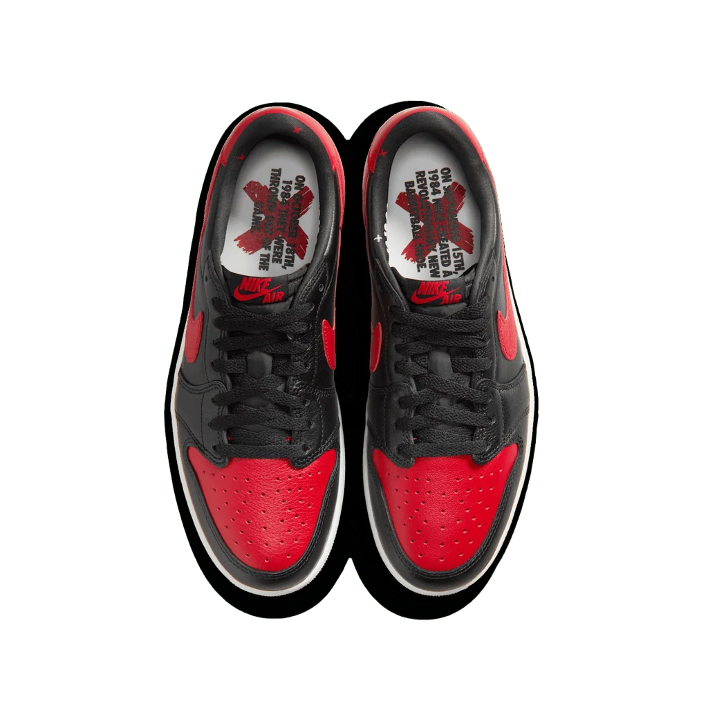 Nike Men's Jordan 1 Retro Low Og Banned Shoes - Black / Varsity Red / Summit White - Image 4