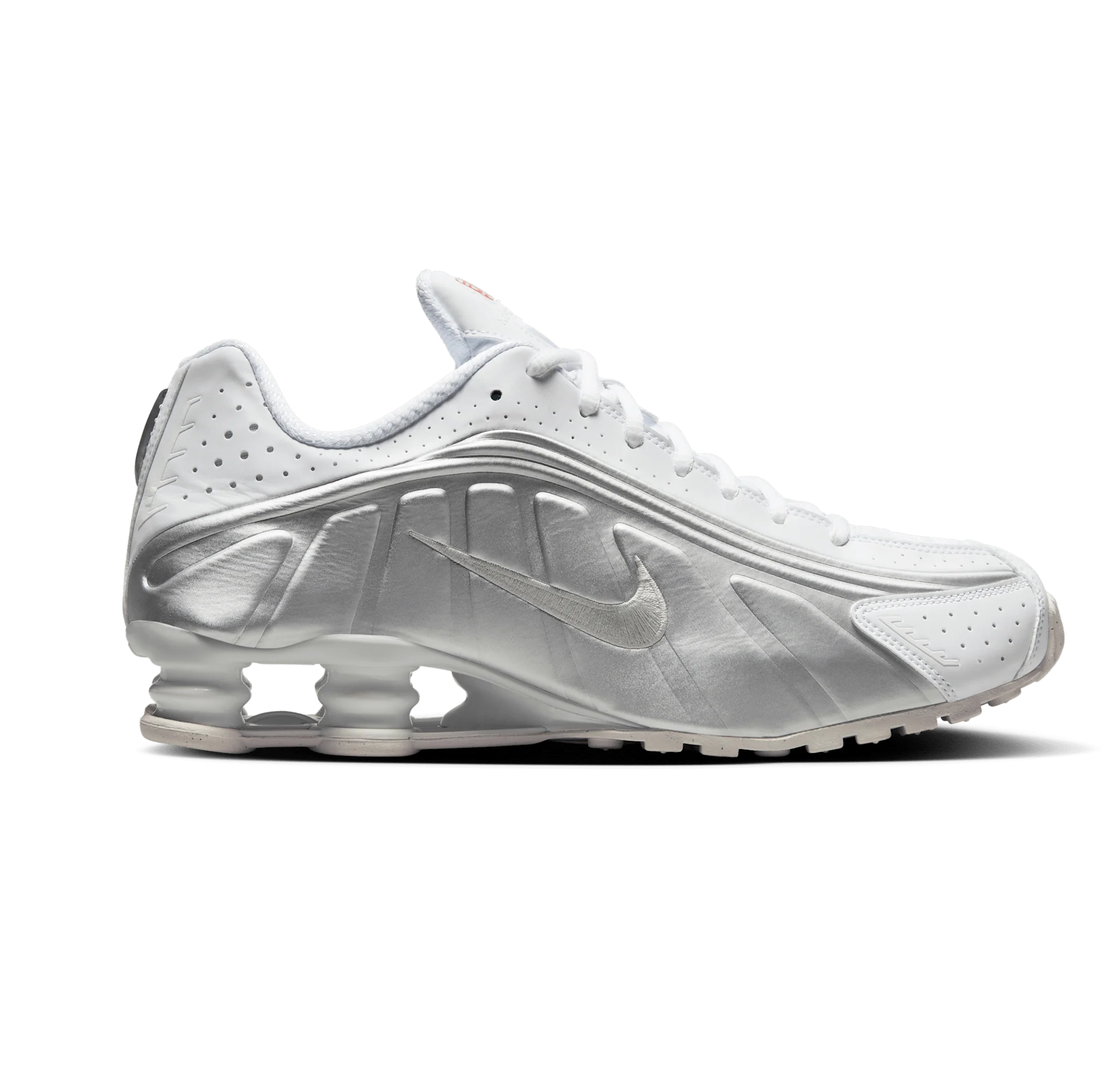 Nike Men's Nike Shox R4 Shoes - White / Bright Crimson / Metallic Silver