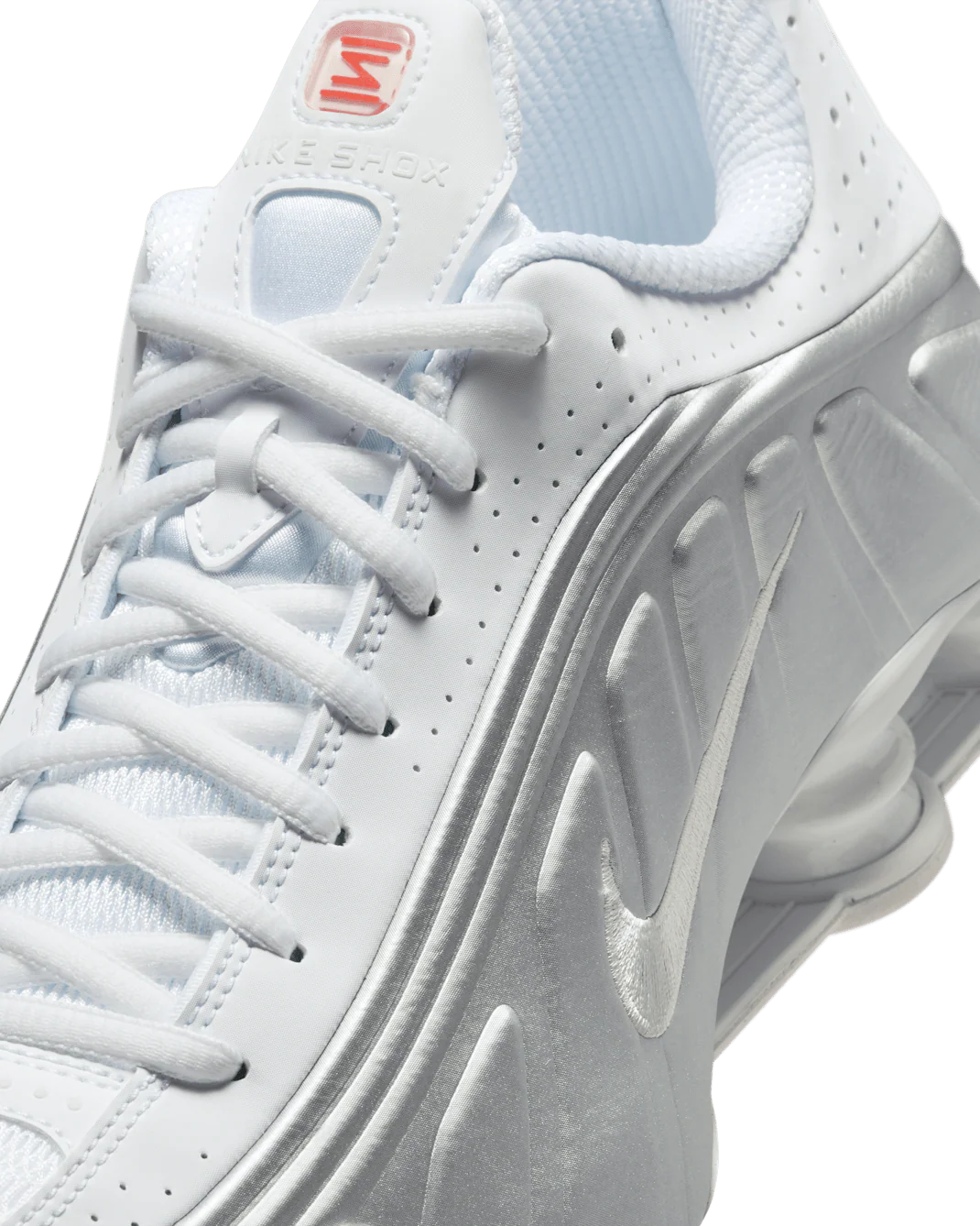 Nike Men's Nike Shox R4 Shoes - White / Bright Crimson / Metallic Silver - Image 12