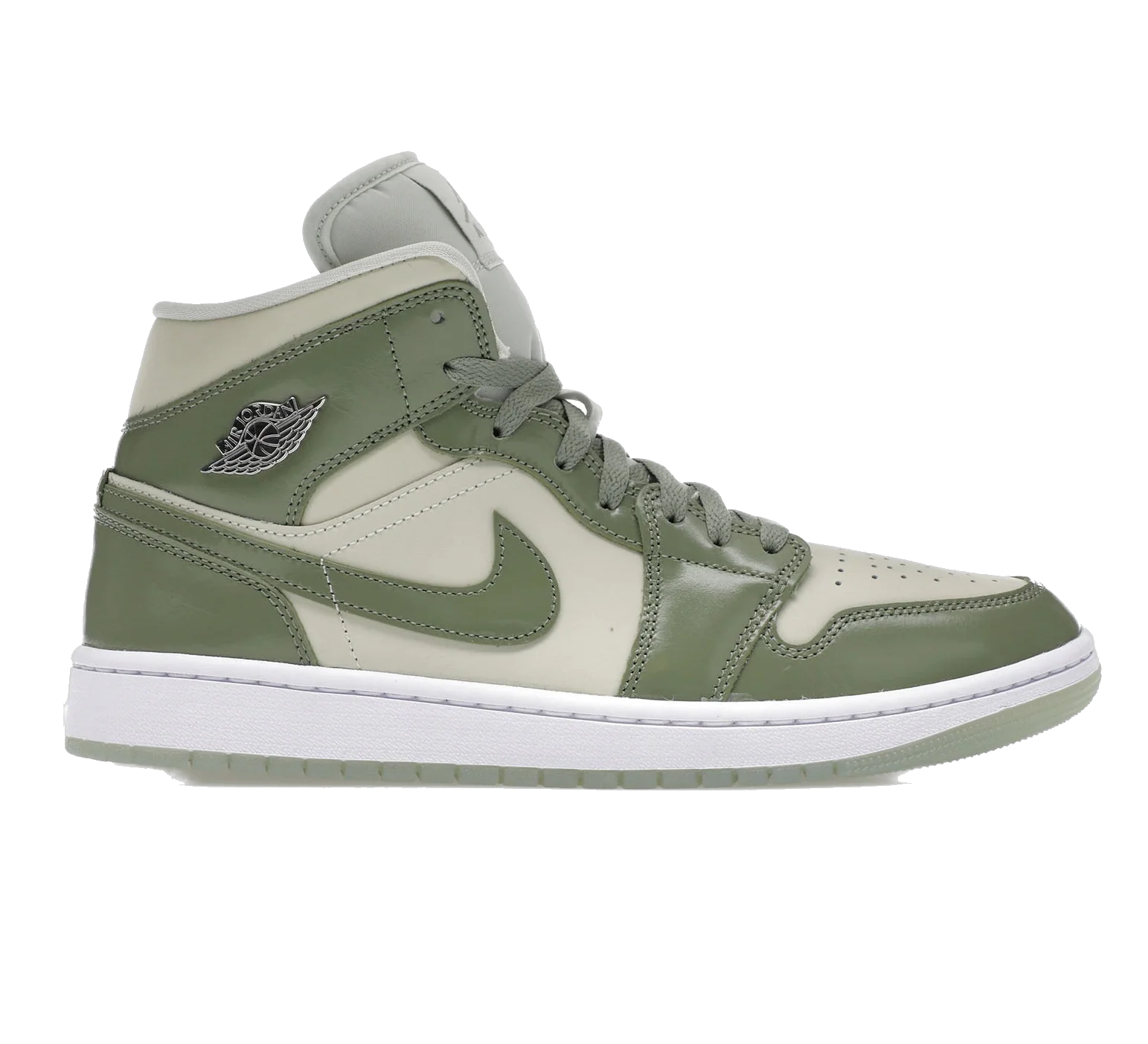Nike Women's Air Jordan 1 Mid Se Shoes - Sea Glass / Oil Green / Metallic Silver