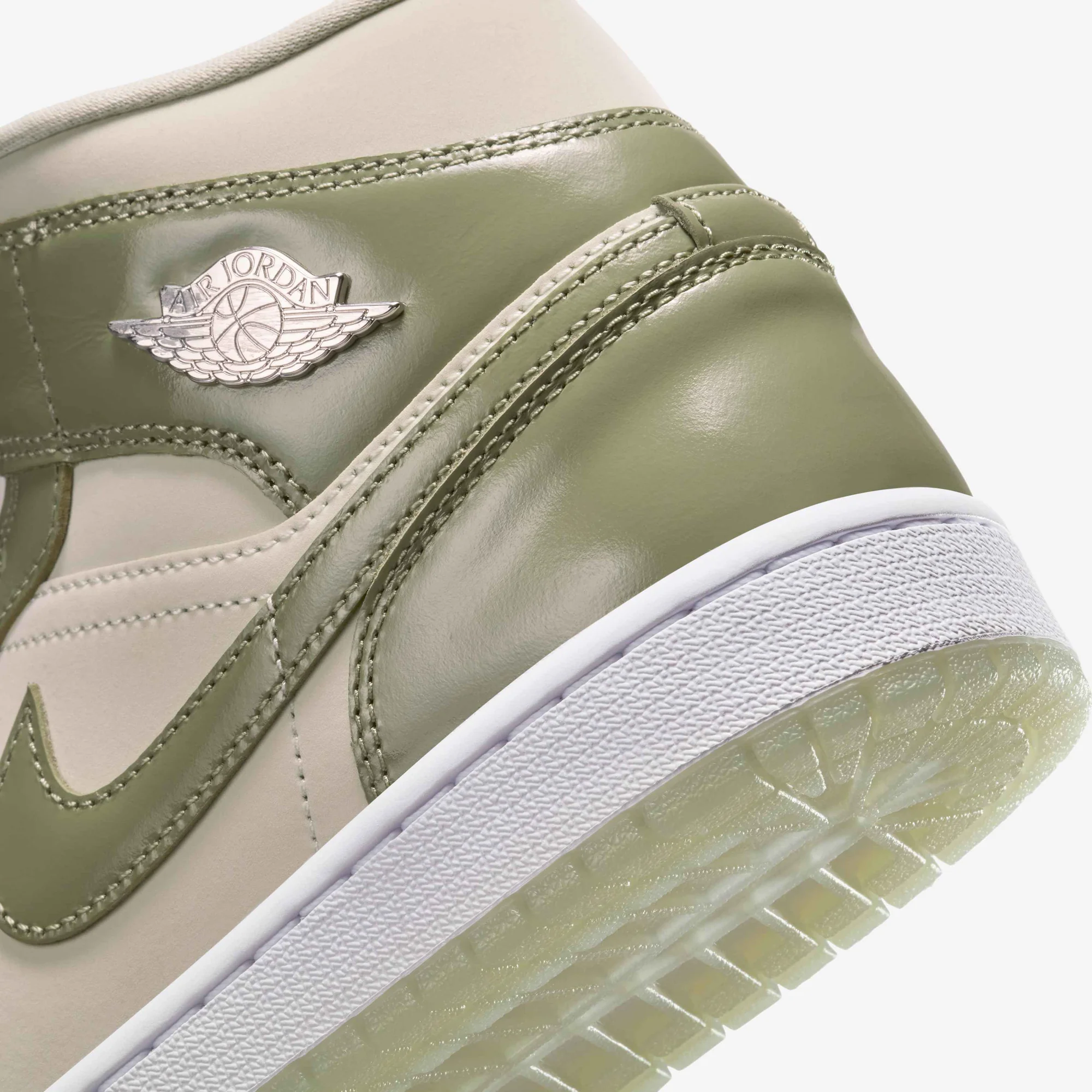 Nike Women's Air Jordan 1 Mid Se Shoes - Sea Glass / Oil Green / Metallic Silver - Image 9