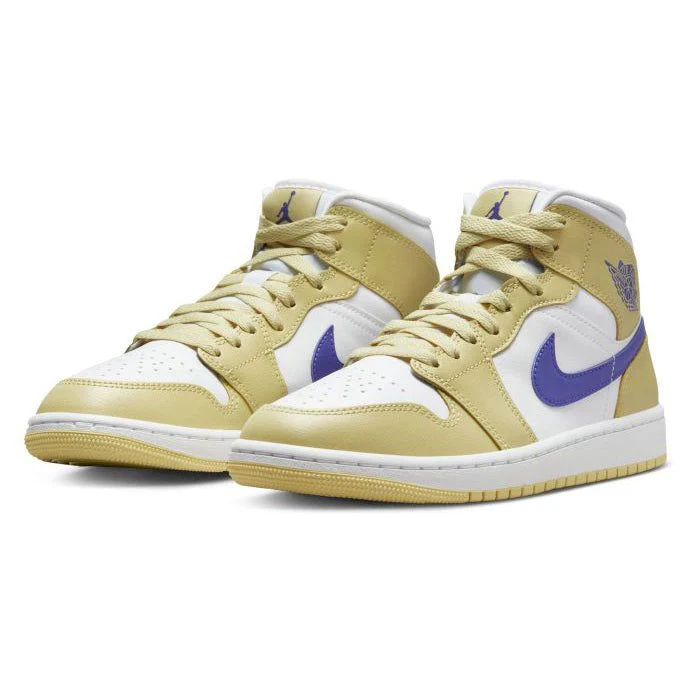 Nike Women's Air Jordan 1 Mid Shoes - Lemon Wash / Lapis White - Image 2