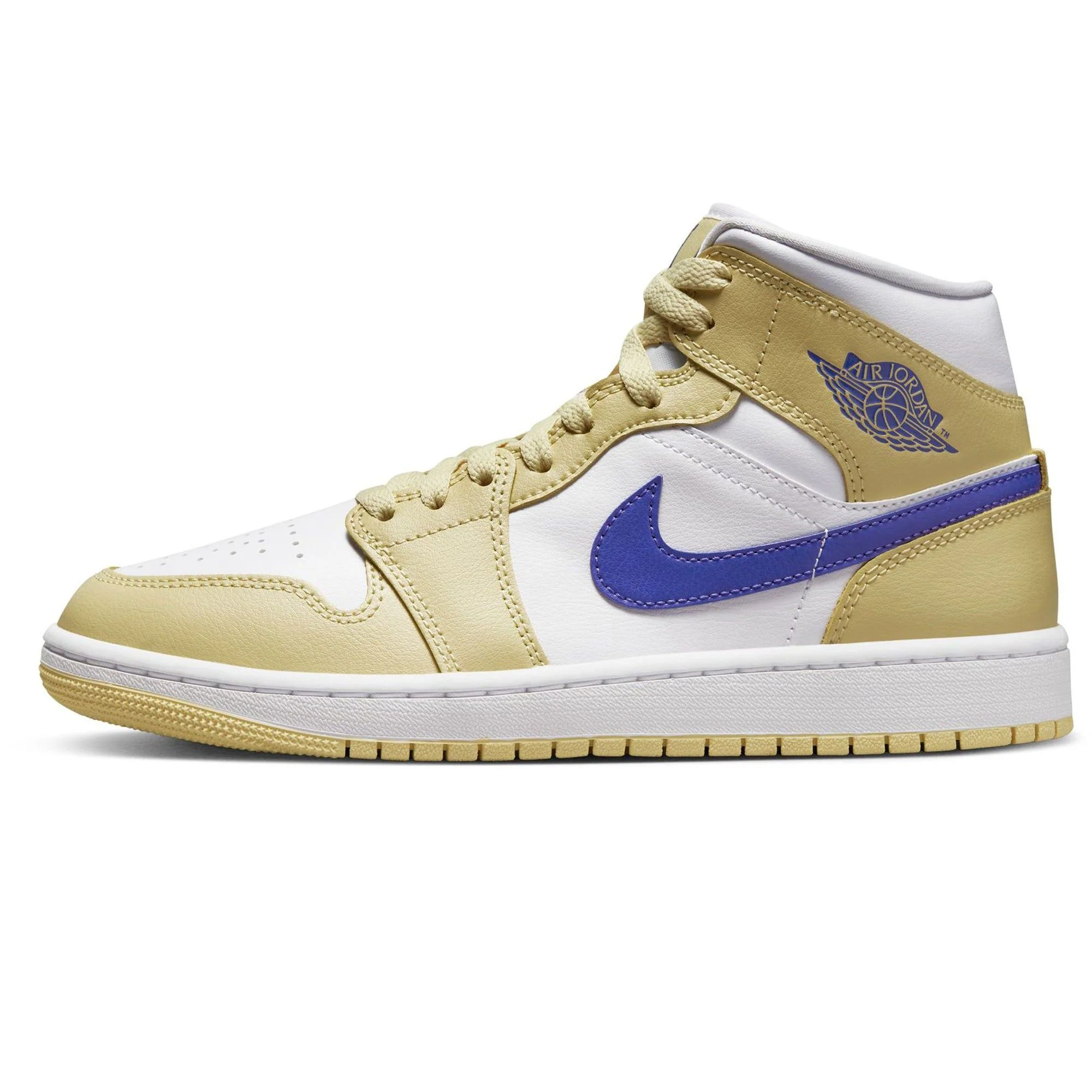Nike Women's Air Jordan 1 Mid Shoes - Lemon Wash / Lapis White - Image 3