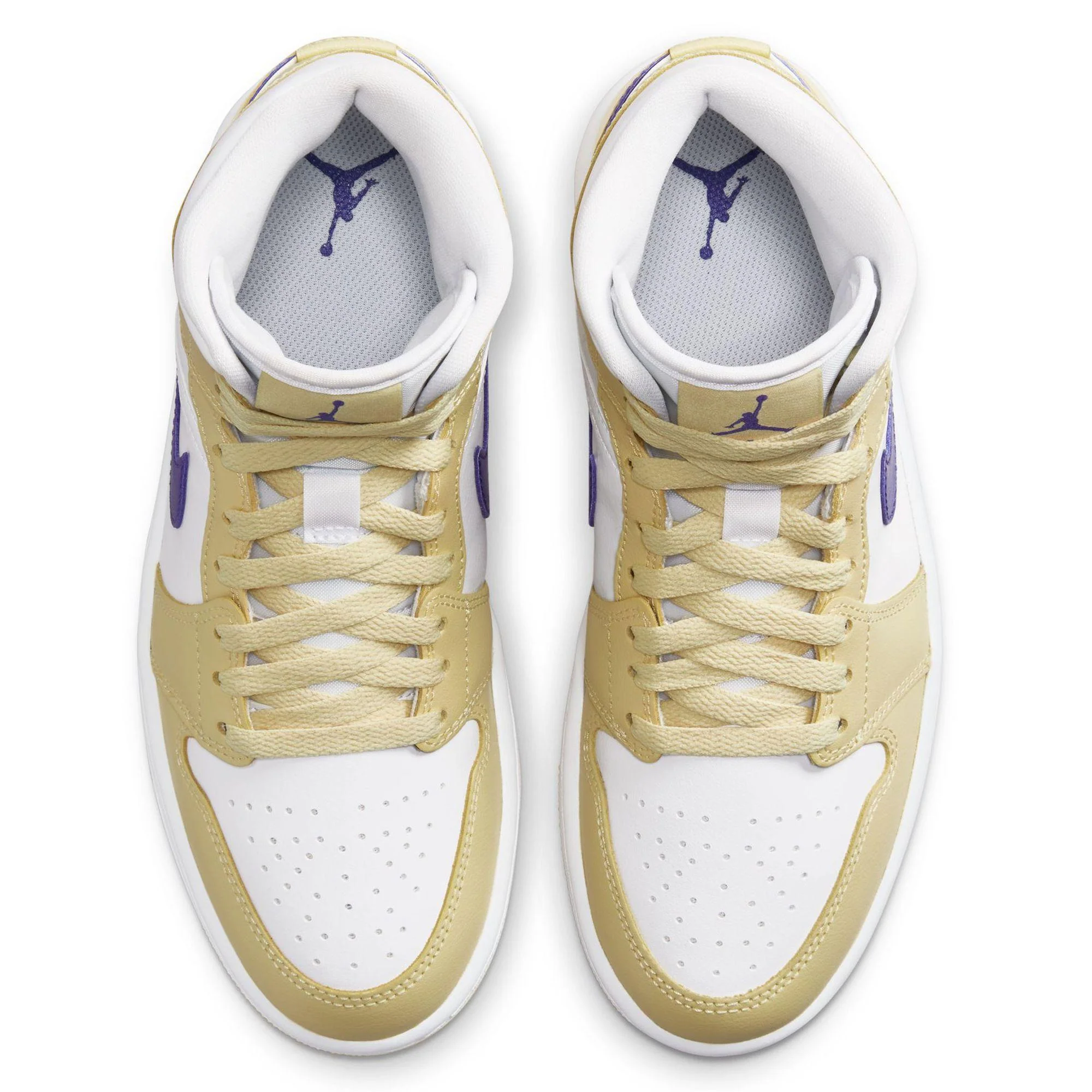 Nike Women's Air Jordan 1 Mid Shoes - Lemon Wash / Lapis White - Image 4