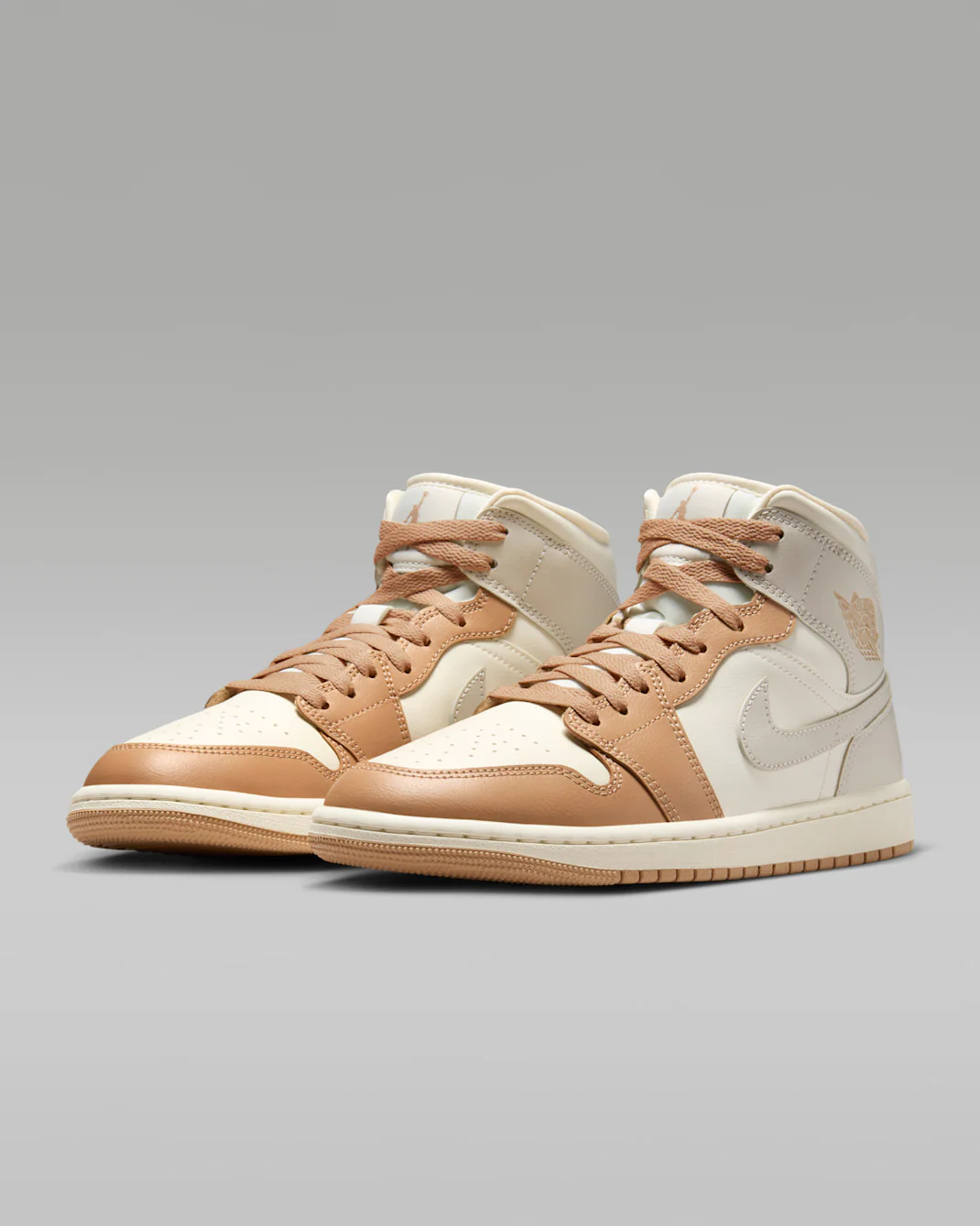 Nike Women's Air Jordan 1 Mid Shoes - Pale Ivory / Hemp / Sail / Light Orewood Brown - Image 2
