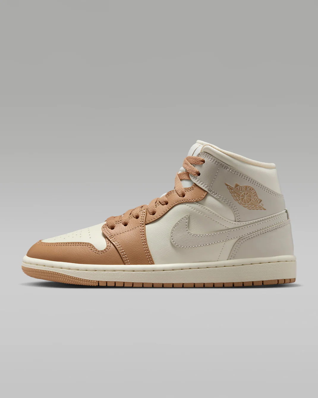 Nike Women's Air Jordan 1 Mid Shoes - Pale Ivory / Hemp / Sail / Light Orewood Brown - Image 3