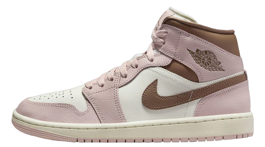 Nike Women's Air Jordan 1 Mid Shoes - Pink Oxford / Sail / Archaeo Brown - Image 3
