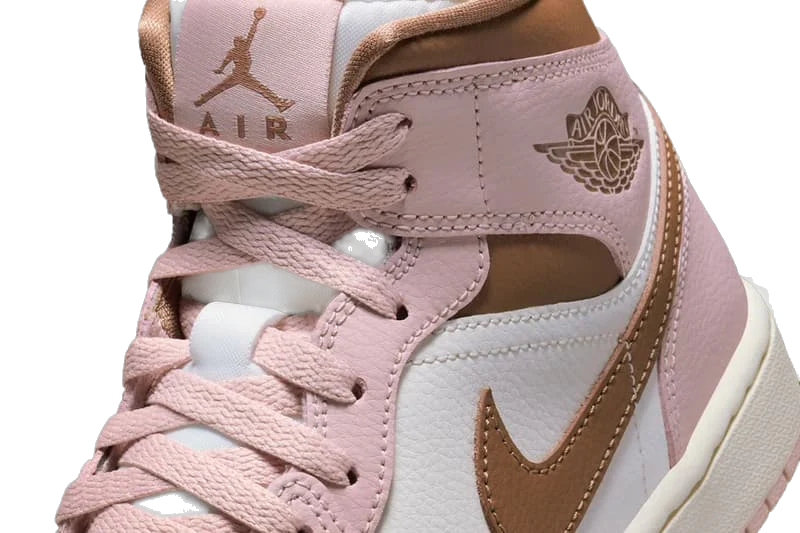 Nike Women's Air Jordan 1 Mid Shoes - Pink Oxford / Sail / Archaeo Brown - Image 4