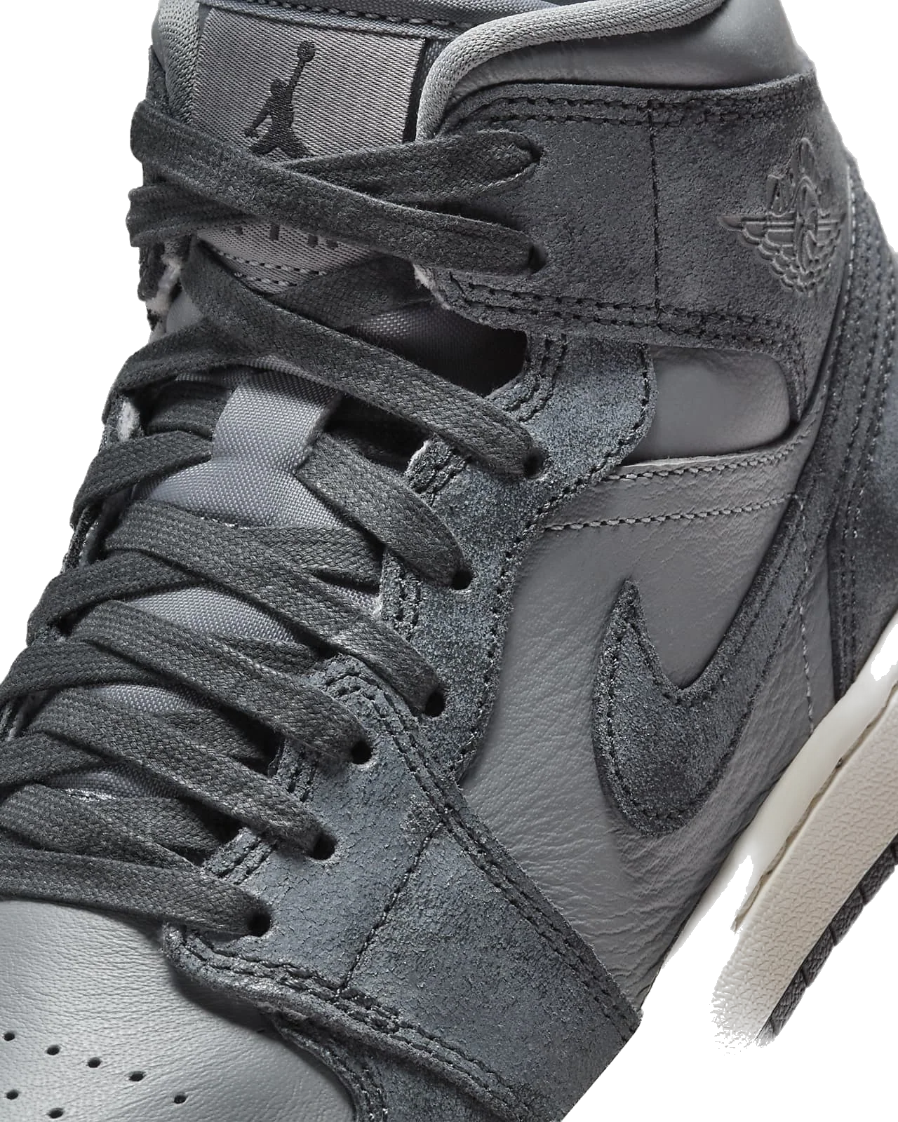 Nike Women's Air Jordan 1 Mid Shoes - Smoke Grey / Off Noir / Sail - Image 3