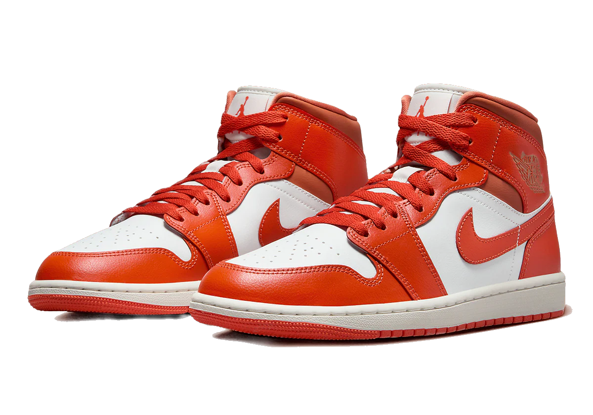 Nike Women's Air Jordan 1 Mid Shoes - Summit White / Amber Brown / Cosmic Clay - Image 2