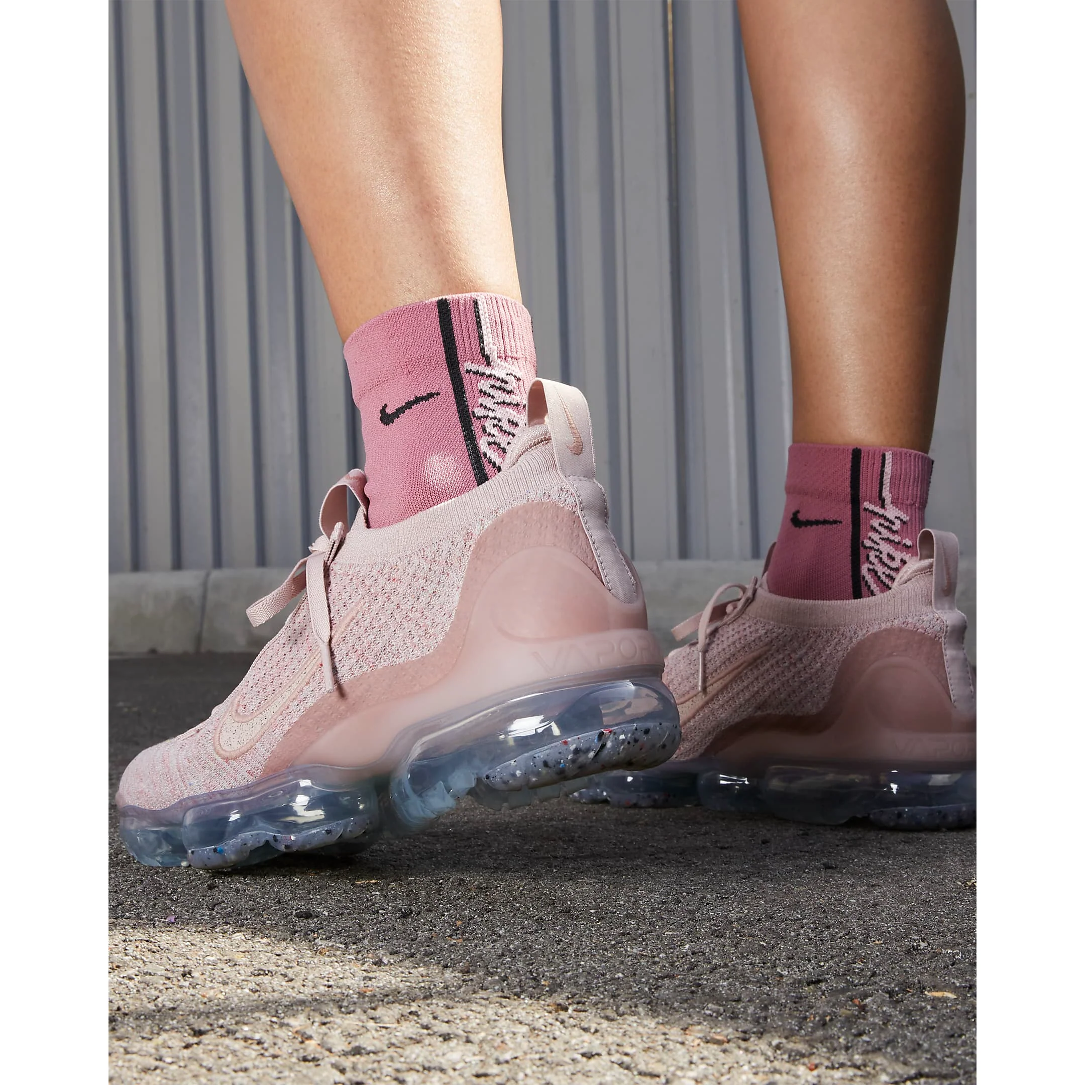 Nike Women's Air VaporMax 2021 Flyknit Shoes - Pink Oxford / Rose Whisper / Metallic Silver / Pink Oxford - Image 3