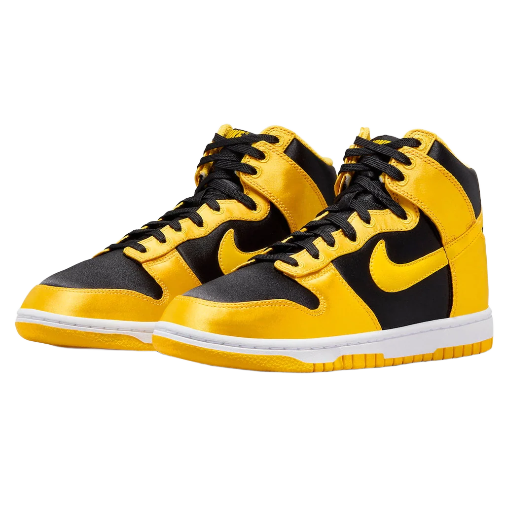Nike Women's Dunk High Satin Goldenrod Shoes - Black / Varsity Maize / White - Image 2