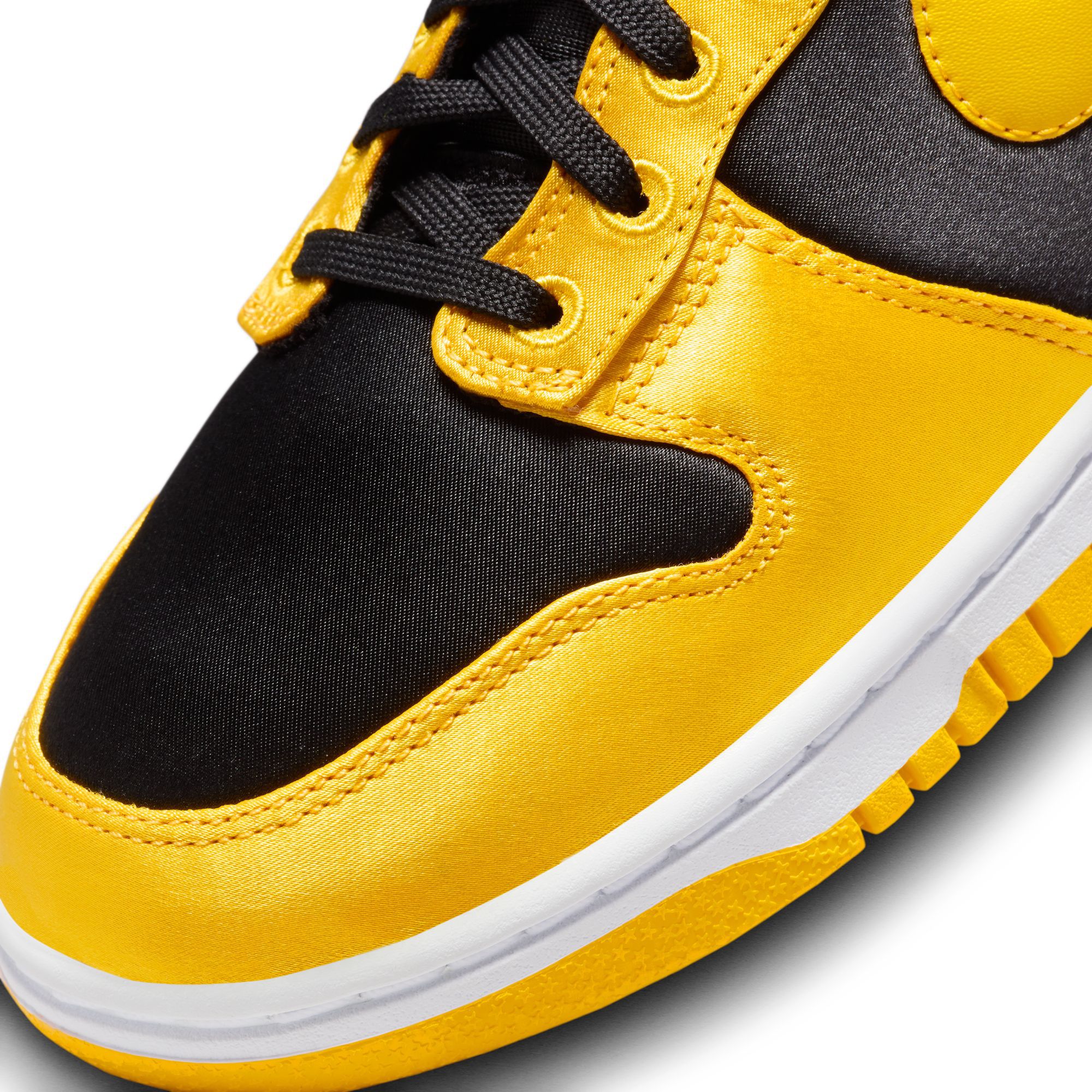 Nike Women's Dunk High Satin Goldenrod Shoes - Black / Varsity Maize / White - Image 9