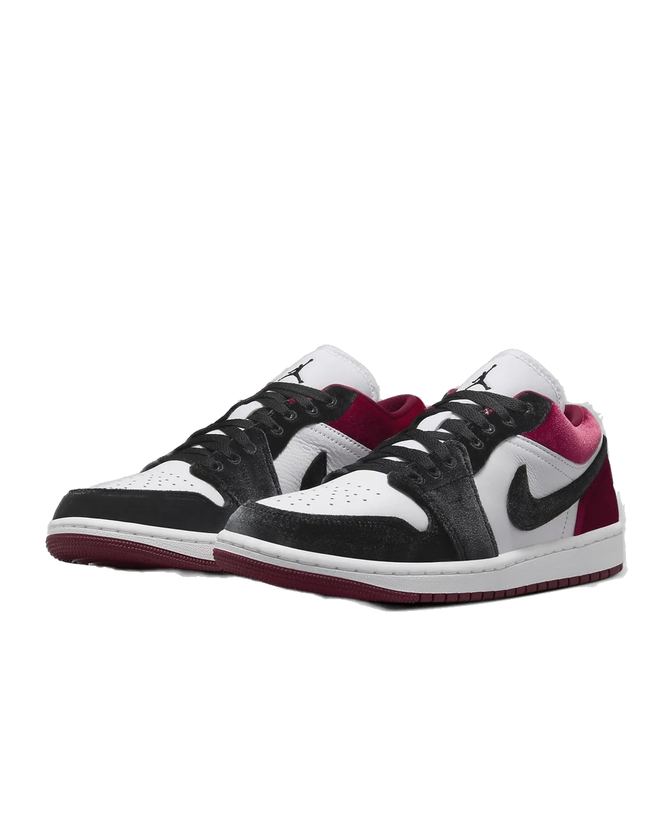 Nike Women's Jordan 1 Low Se Velvet Black Toe Shoes - Black / White / Team Red / Black - Image 2