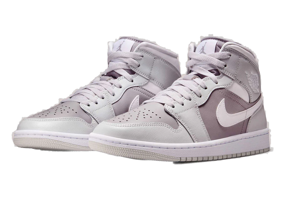 Nike Women's Jordan 1 Mid Shoes - Photon Dust / White / Atmosphere Grey - Image 3