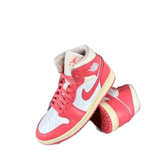 Nike Women's Jordan 1 Mid Shoes - Sail / Guava Ice / Muslin / Pink Salt - Image 3