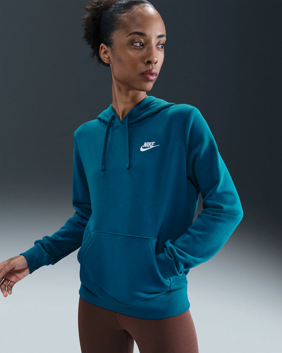 Nike Women's Nike Sportswear Club Fleece Hoodie - Green Abyss/White - Image 3