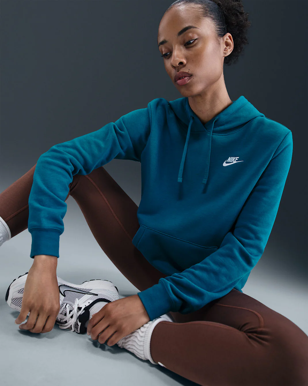 Nike Women's Nike Sportswear Club Fleece Hoodie - Green Abyss/White - Image 6