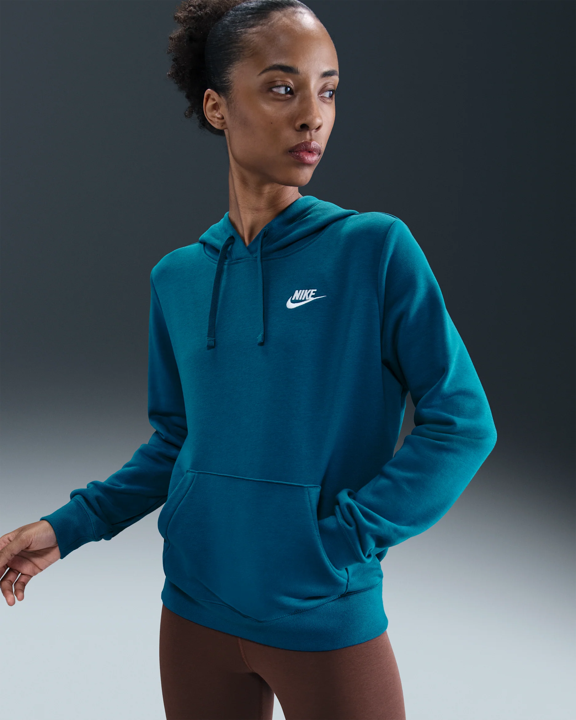 Nike Women's Nike Sportswear Club Fleece Hoodie - Green Abyss/White - Image 8