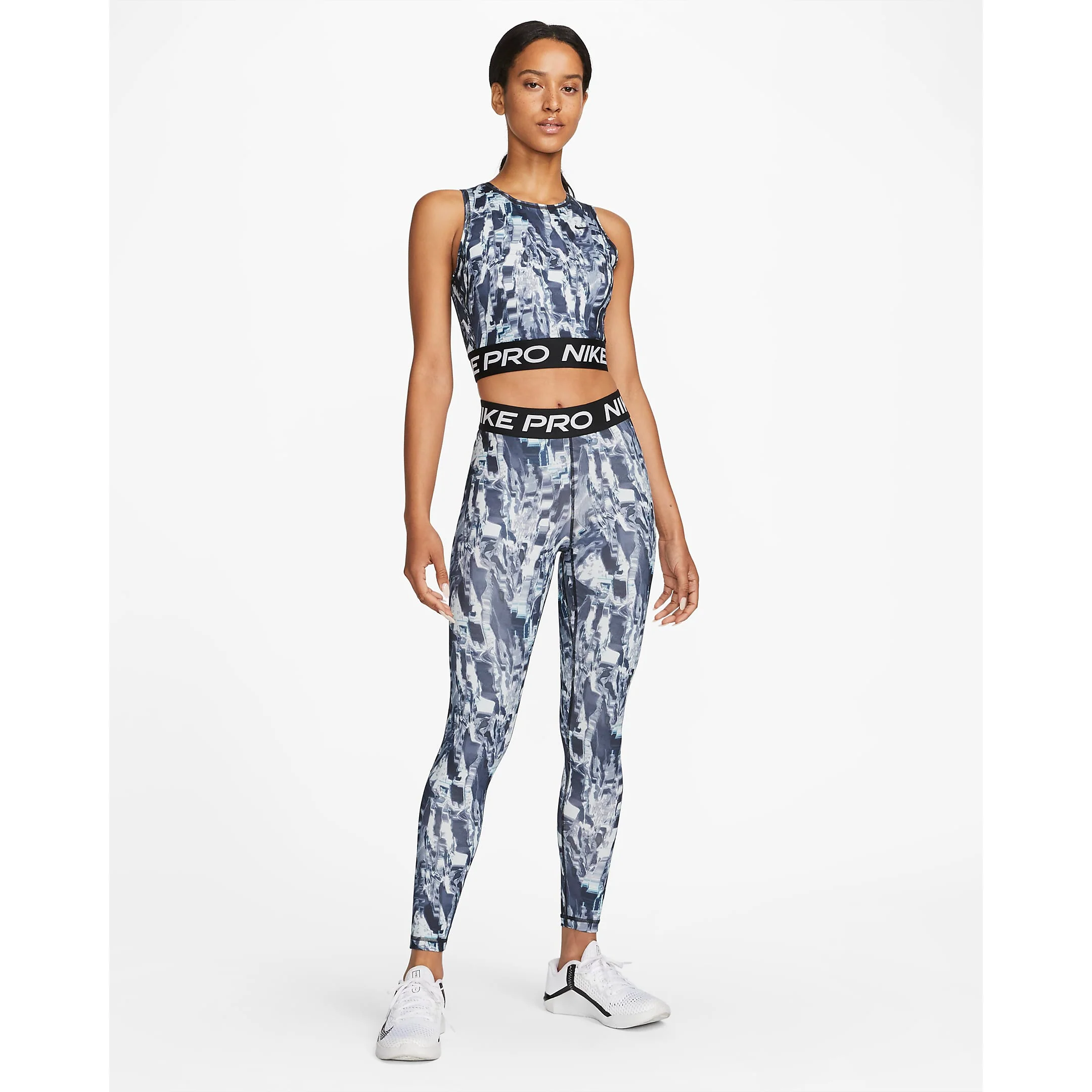 Nike Women's Pro Leggings - Black / Grey Print - Image 5