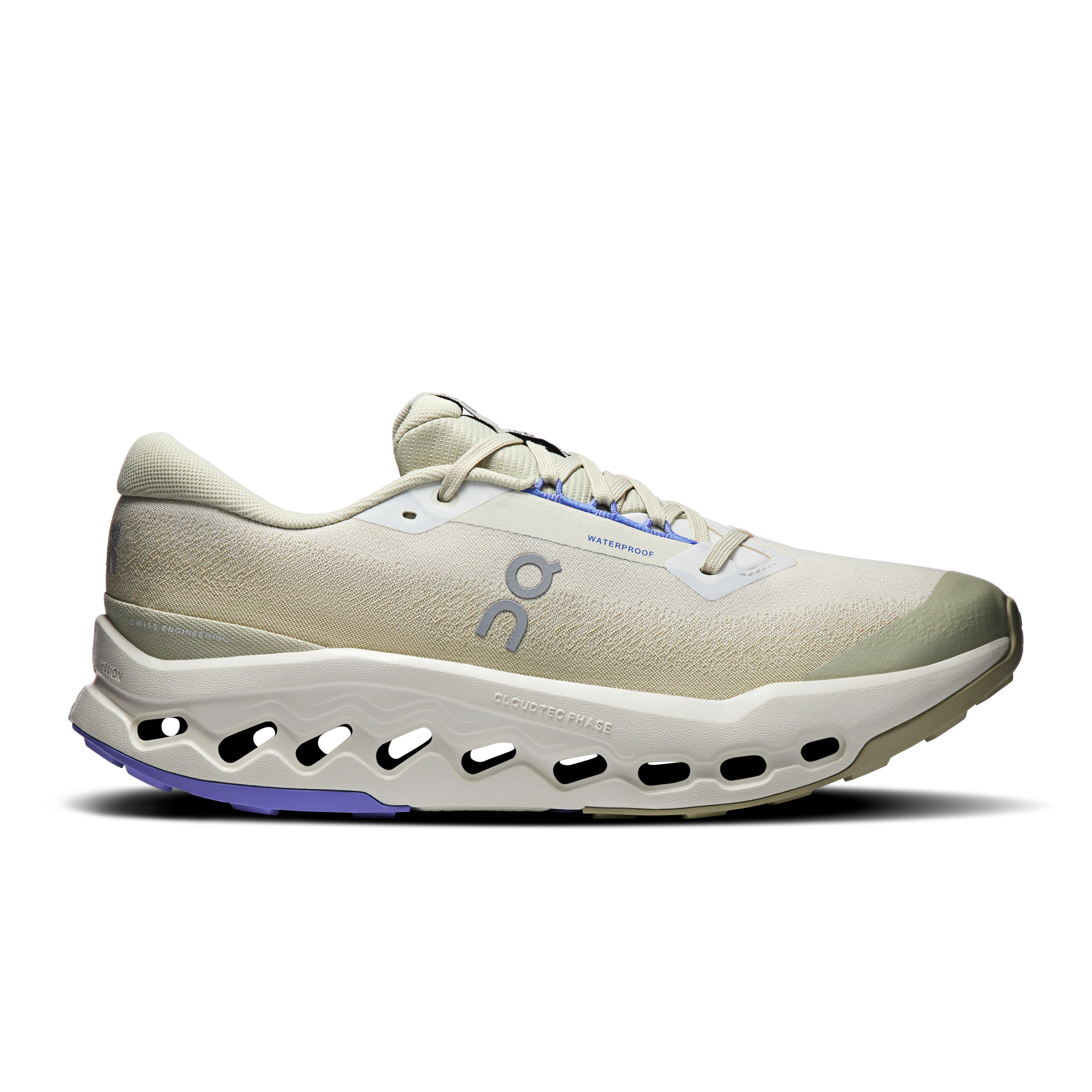 On Running Men's Cloudsurfer Trail 2 Waterproof Shoes - Ghost / Chalk