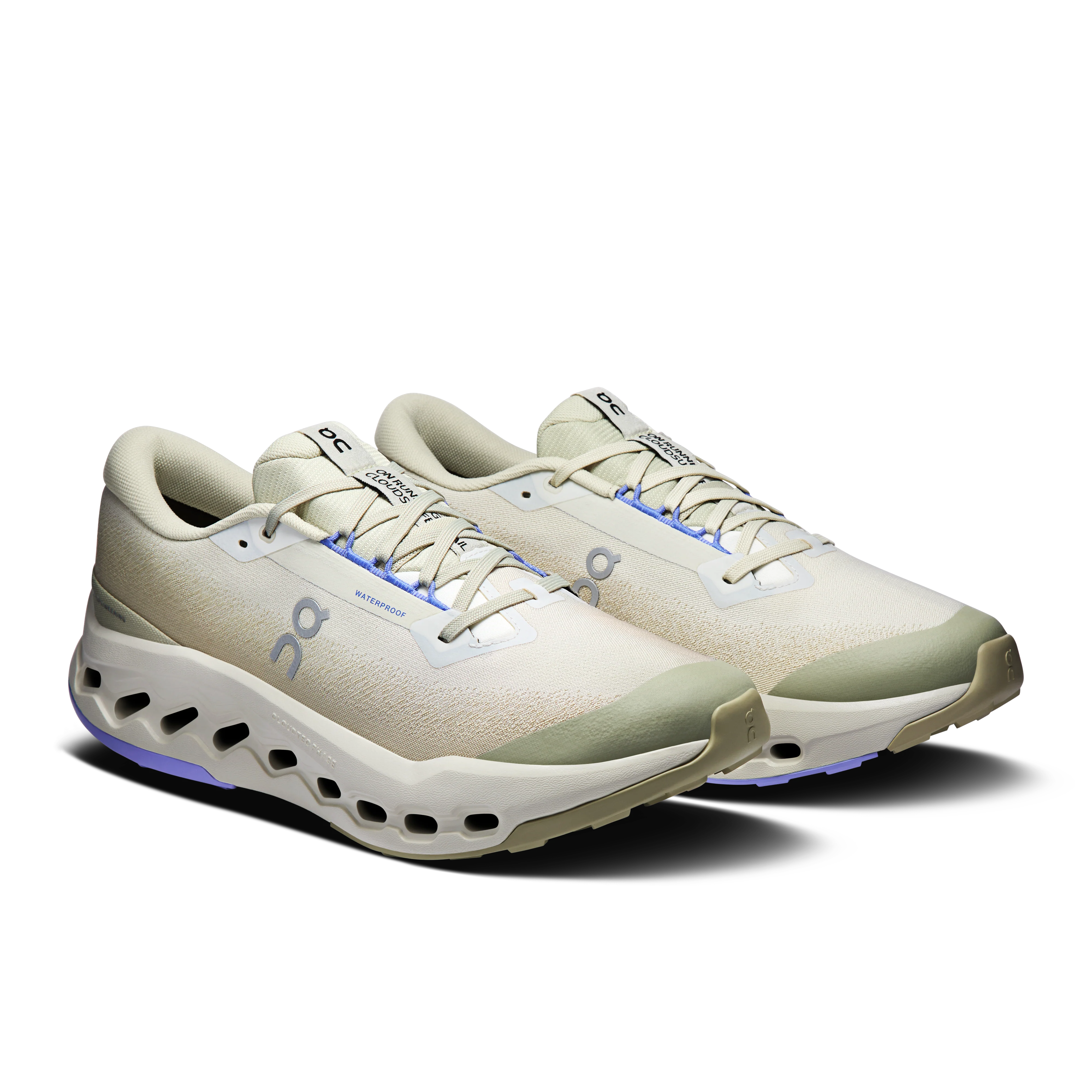 On Running Men's Cloudsurfer Trail 2 Waterproof Shoes - Ghost / Chalk - Image 2