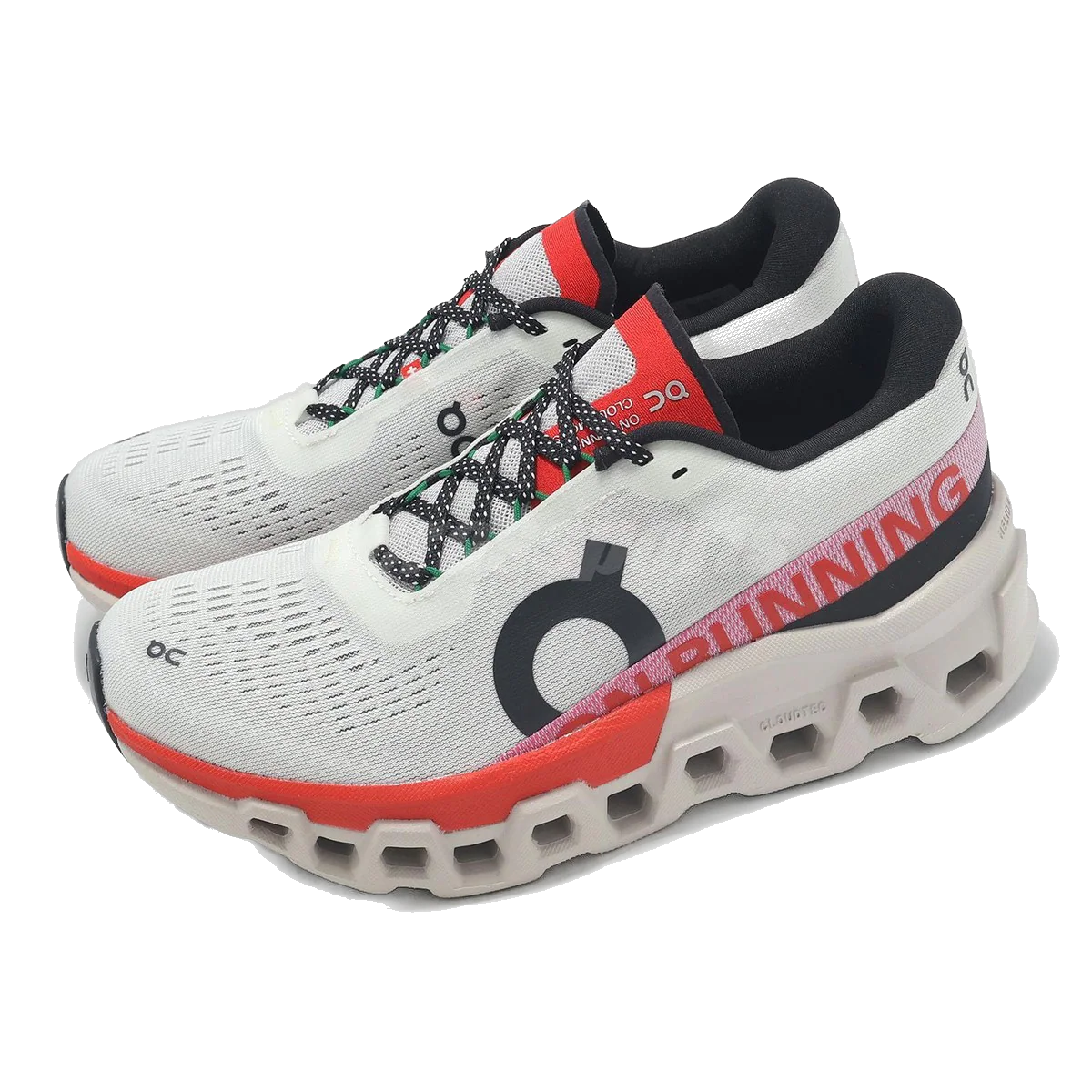 On Running Women's Cloudmonster 2 Shoes - Ivory / Red - Image 3