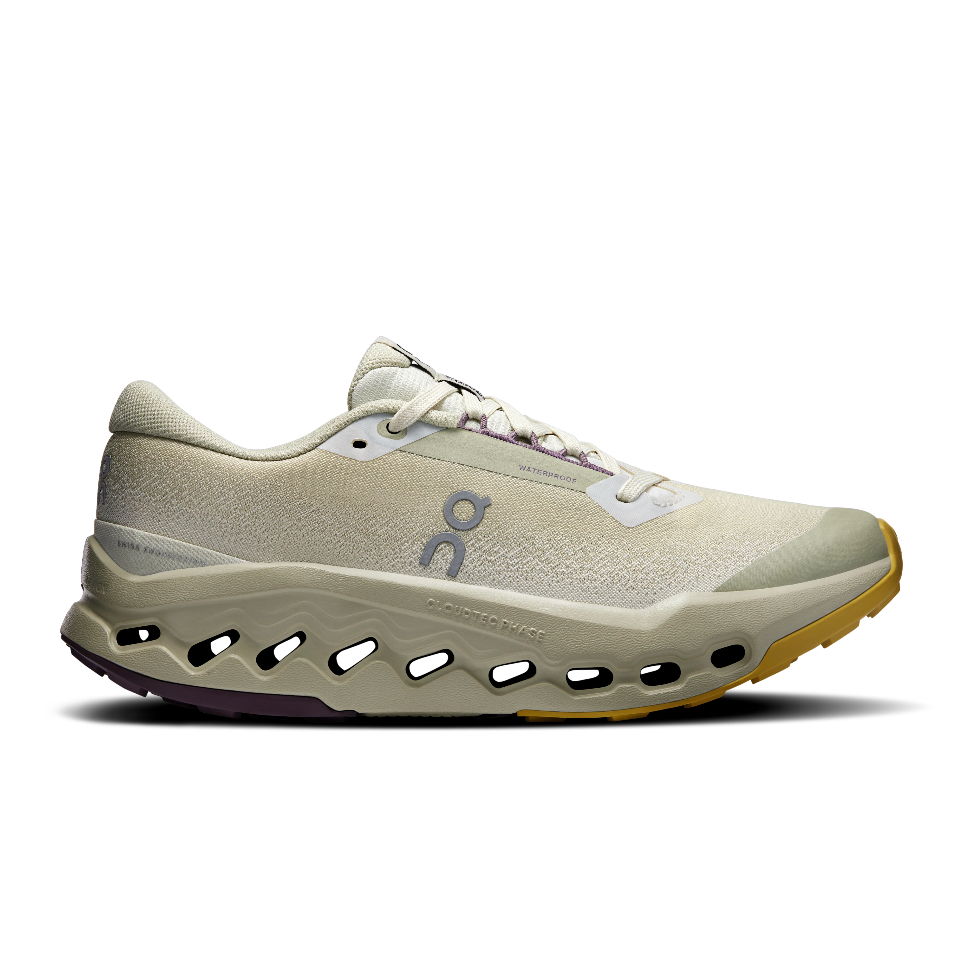 On Running Women's Cloudsurfer Trail 2 Waterproof Shoes - Ghost / Chalk