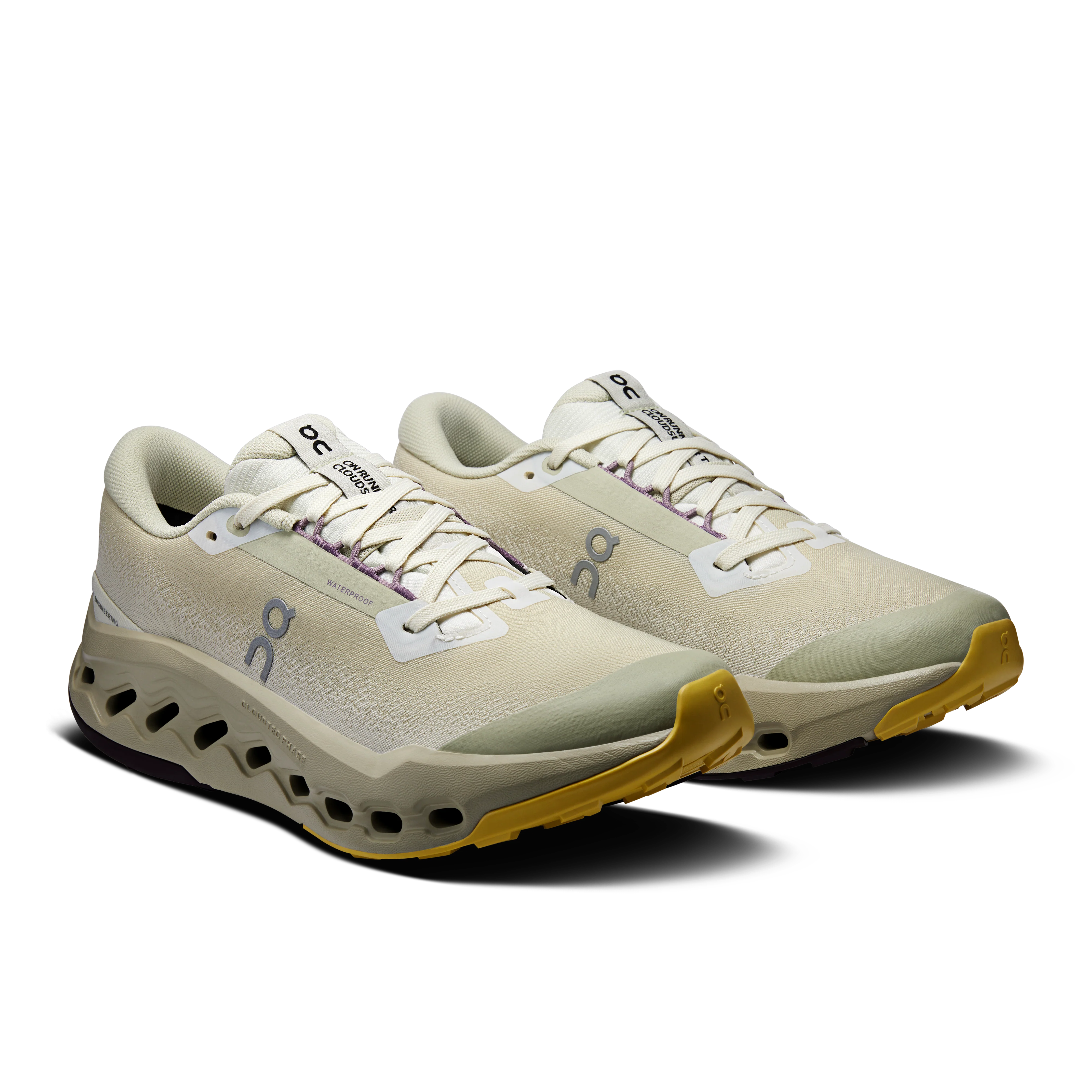On Running Women's Cloudsurfer Trail 2 Waterproof Shoes - Ghost / Chalk - Image 2