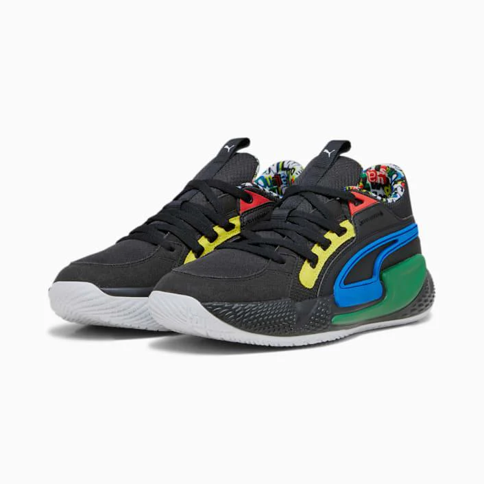 Puma Men's Court Rider Chaos Trash Talk Shoes - Black / Yellow / Green / Blue / White - Image 6