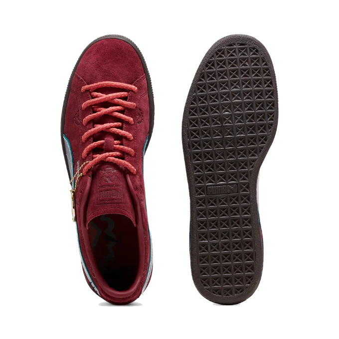 Puma Men's One Piece Suede Shanks Shoes - Burgundy - Image 6