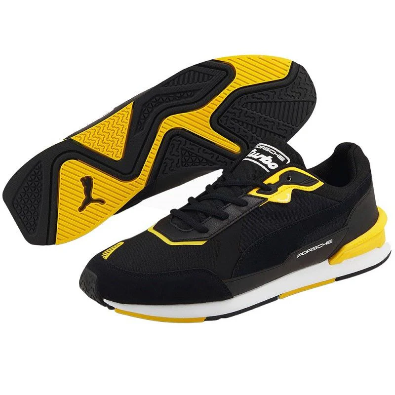 Puma Men's Porsche Legacy Low Racer Shoes - Black / Yellow - Image 2