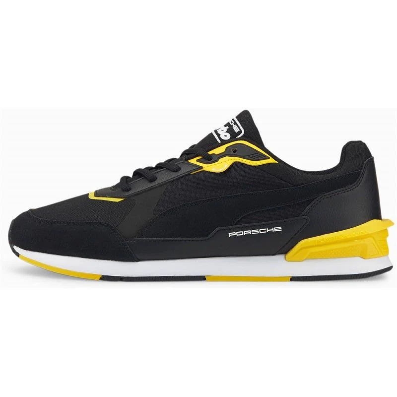 Puma Men's Porsche Legacy Low Racer Shoes - Black / Yellow - Image 3