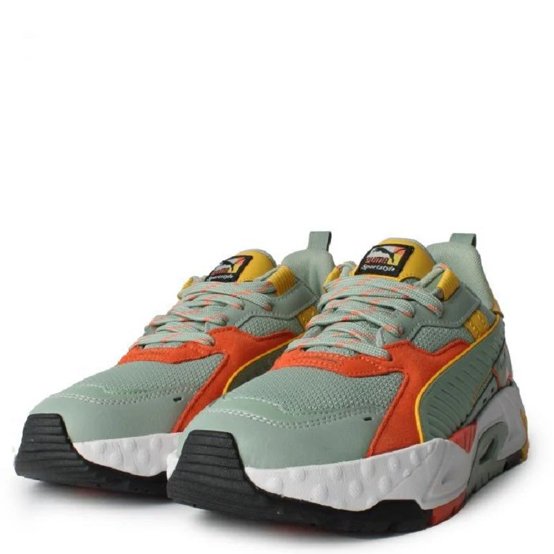 Puma Men's RS TRCK Brand Love Shoes - Green Fog / Hot Heat / Yellow Sizzle - Image 2