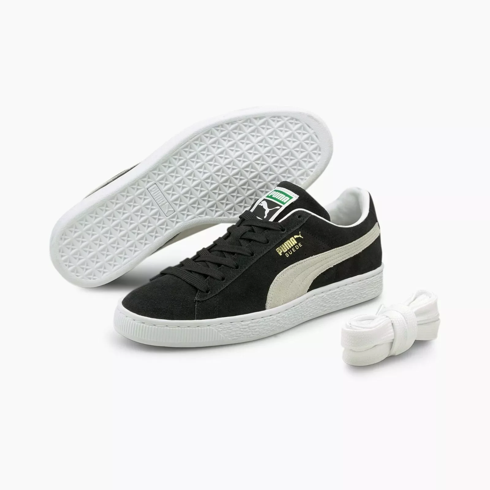 Puma Men's Suede Classic 21 Shoes - Black / White - Image 2