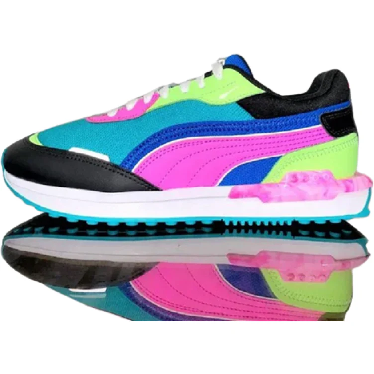 Puma Women's CIty Rider Marble Shoes - Viridian Green / Puma Black / Luminous Pink - Image 3