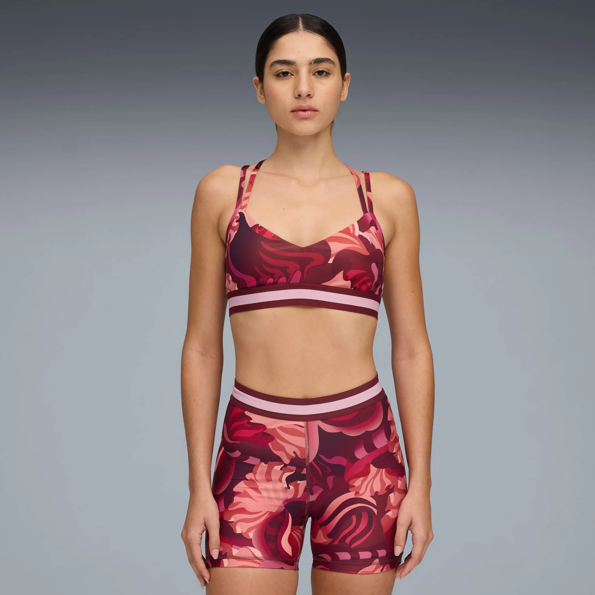 Puma Women's Floral Ribbon Strappy Bra - Ruby - Image 5