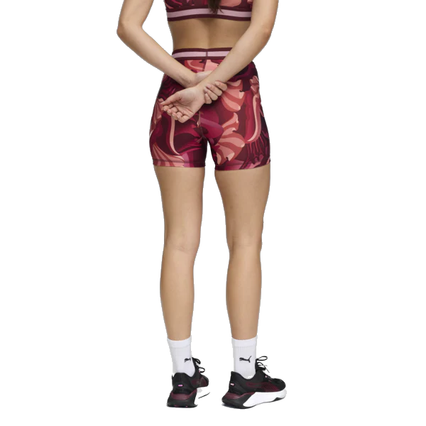 Puma Women's Strong Floral Ribbon Short Tights - Ruby Shimmer - Image 3