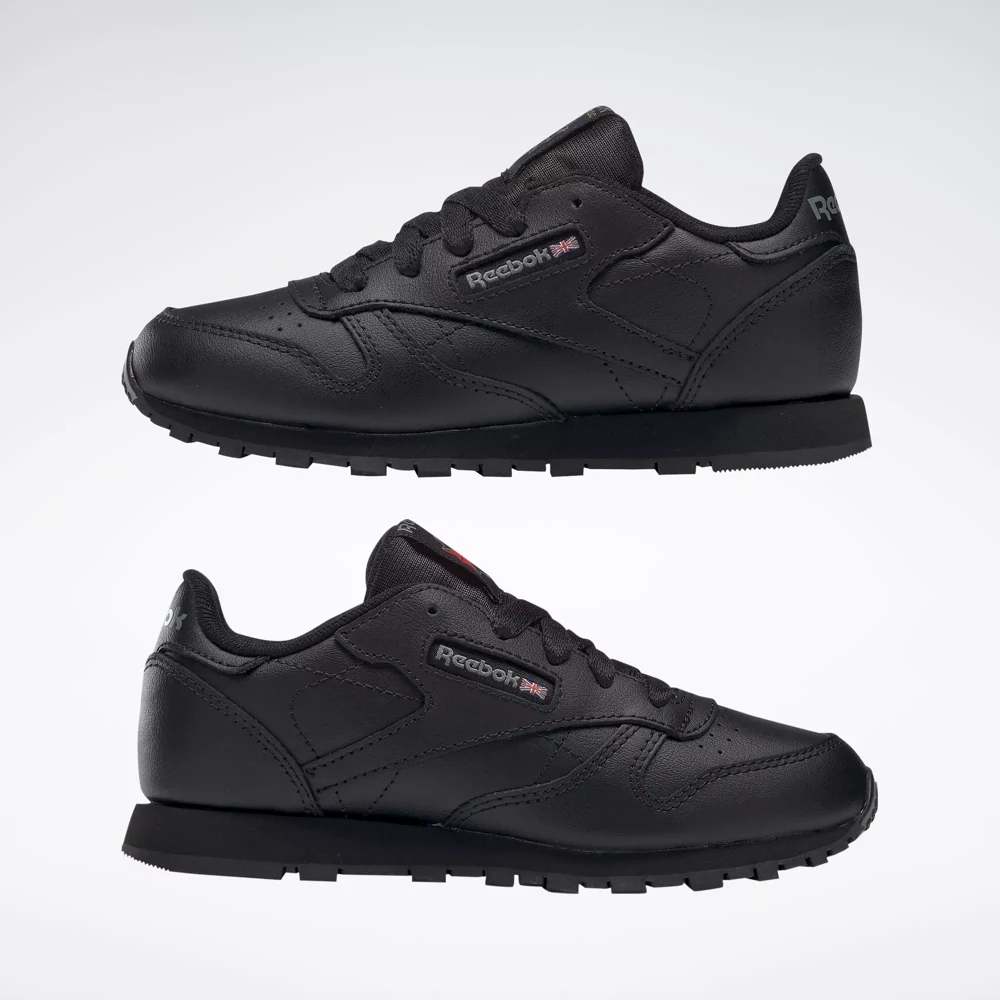 Reebok Kids' Classic Leather PS Shoes - All Black - Image 8